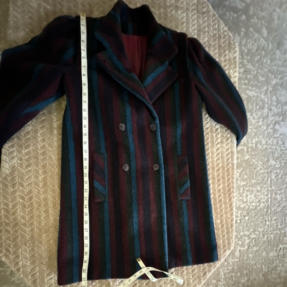 Portrait Pea Coat Women’s Striped Vintage 100% Wool Size S/M Union Made ￼ - Picture 9 of 11